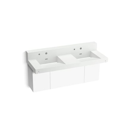 Kohler Constellation 60In Wall-Mount Basin Lavatory System With Backsplash In Miami White 81025-BPW-KEH